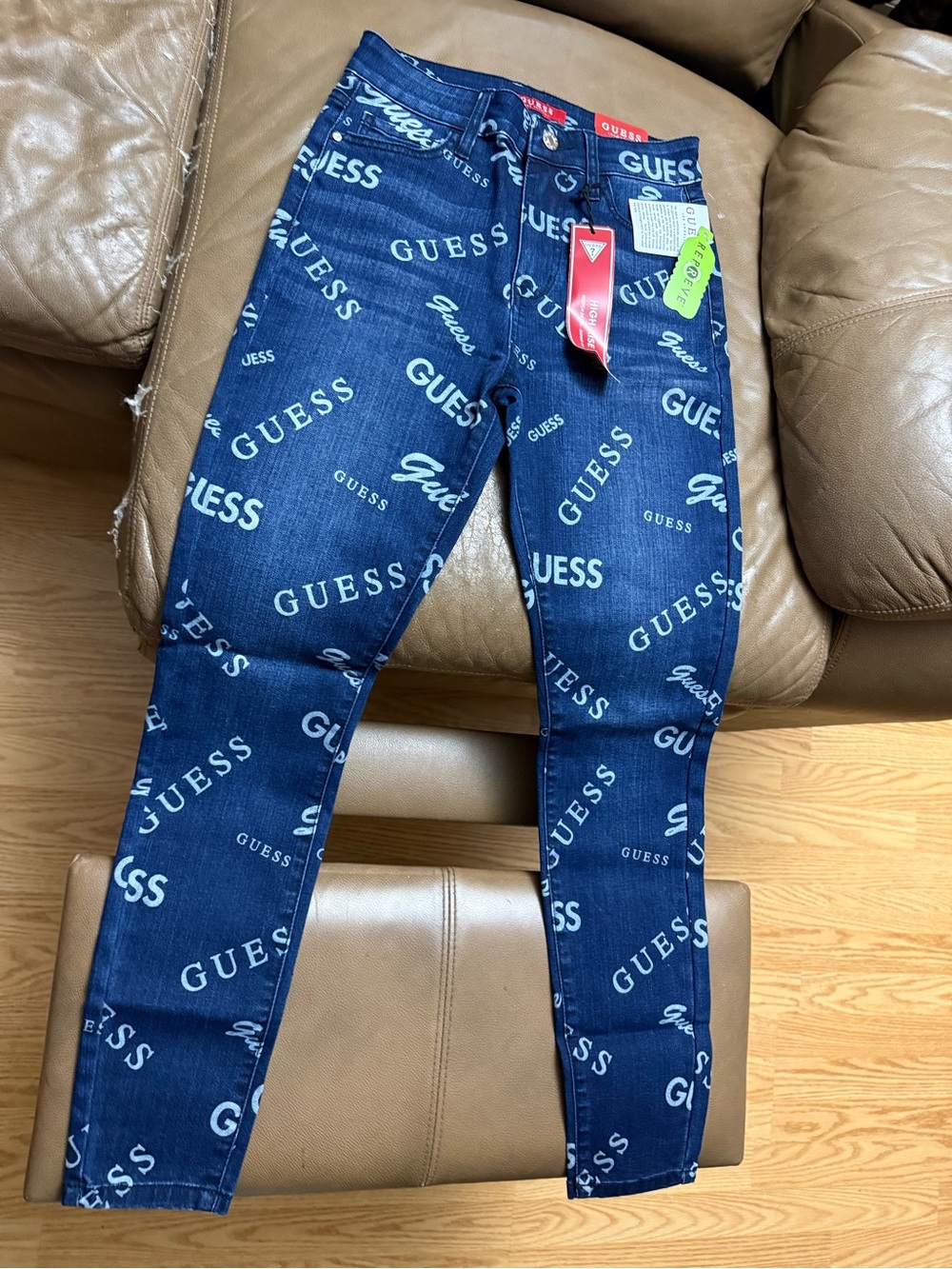 GUESS Women's Dark Blue Logo Skinny Jeans
